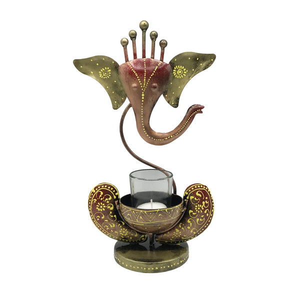 Ganesha Tea Light holder - Hand Crafted and Hand Painted